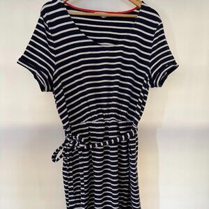 Boden Navy and White Striped Dress